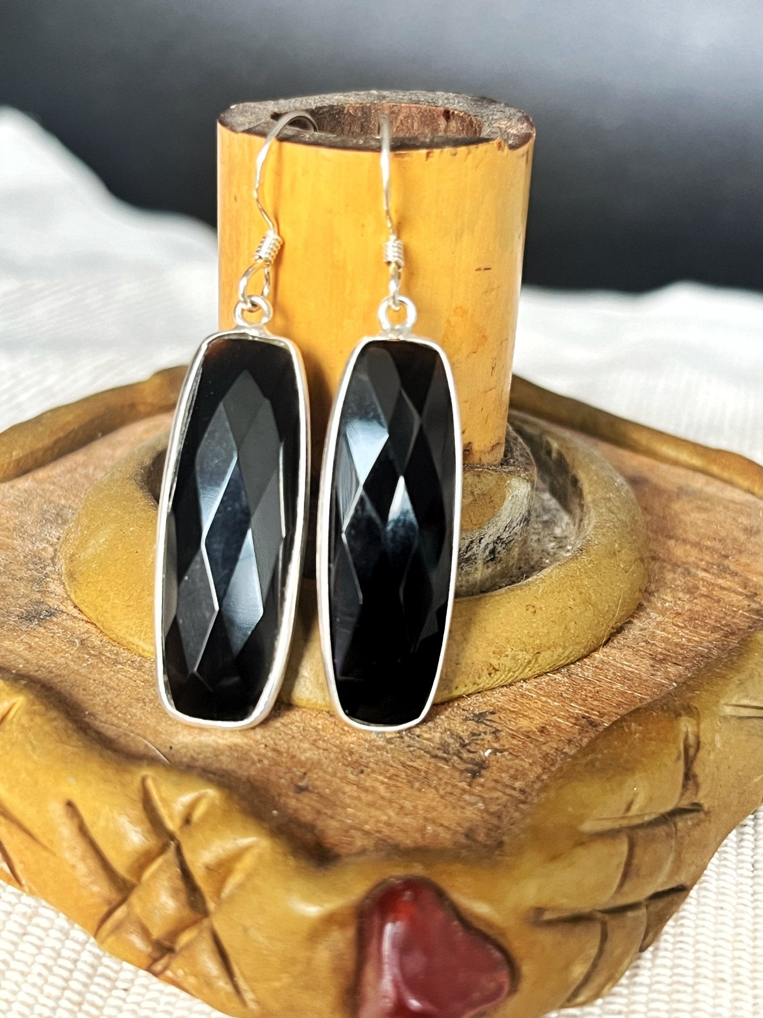 Onyx earrings rectangle - MetalForgeJewelry